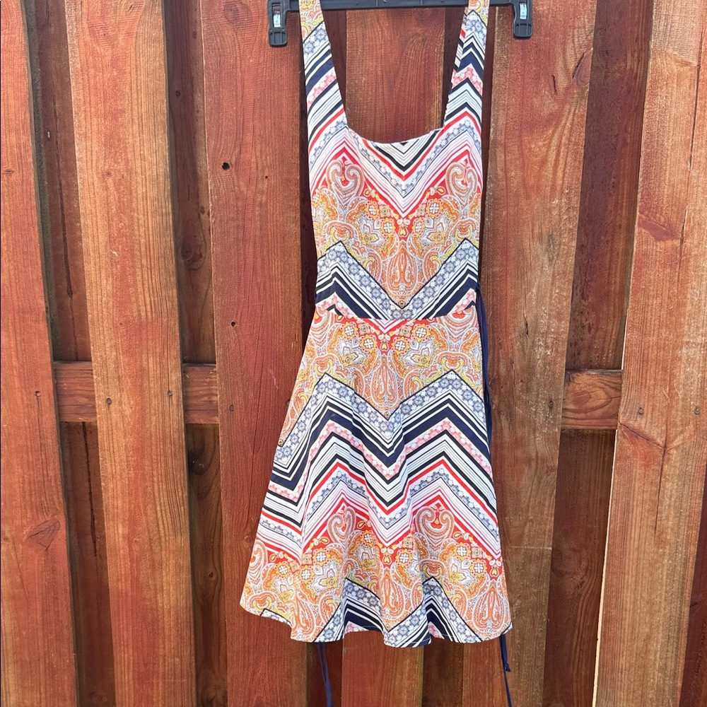 R Wish Girls Paisley & Chevron Printed Skater Dress — Size XL (14/16)